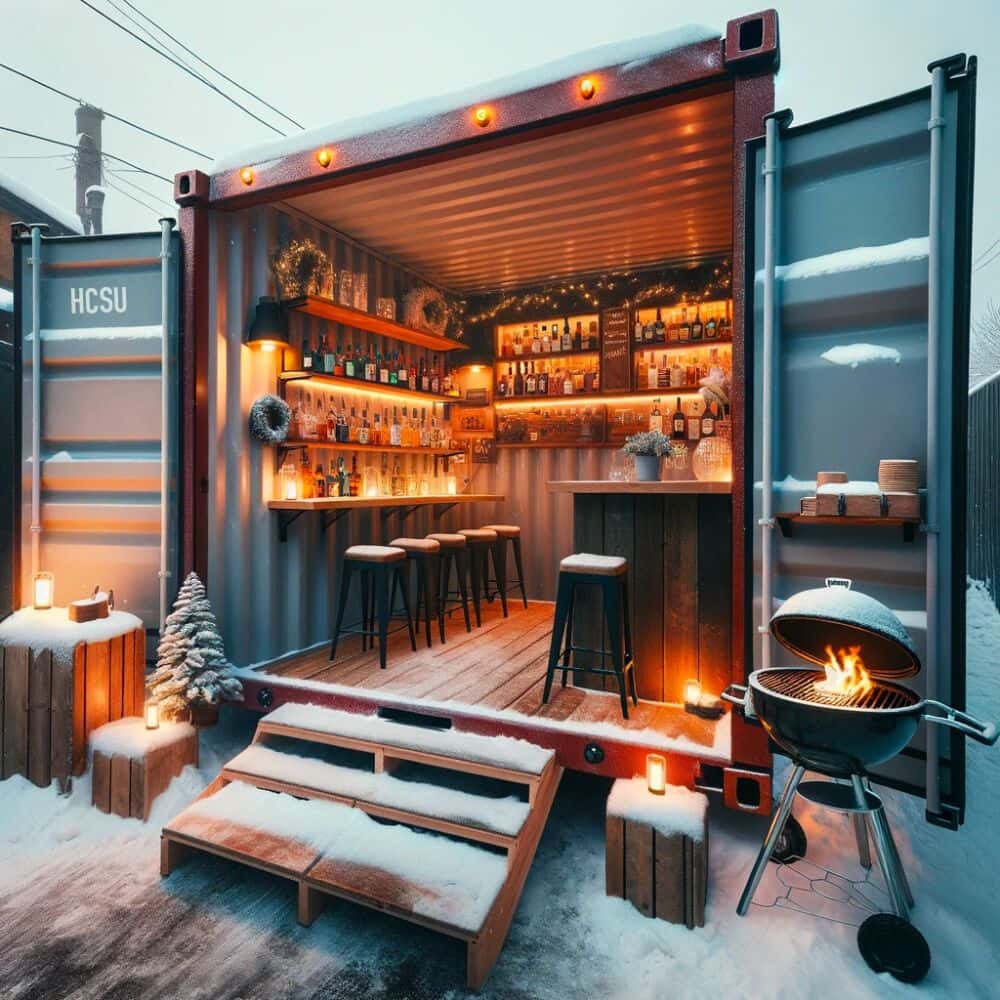 winter barbecue in container