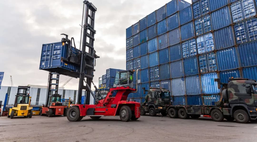 crane with a container