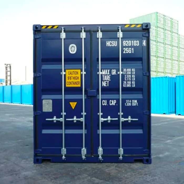 voorkant blauwe container