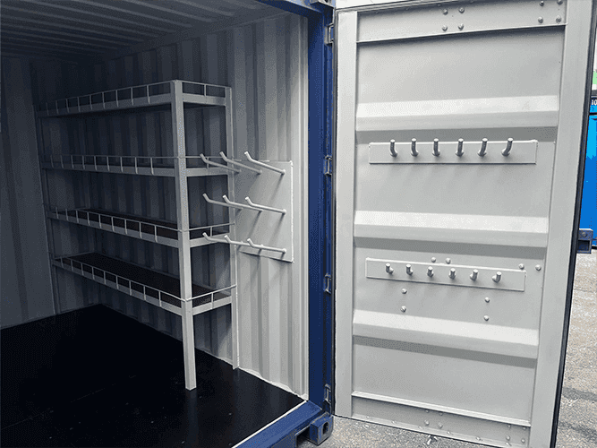 Racking in the workshop container